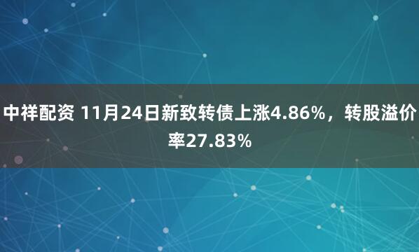中祥配资 11月24日新致转债上涨4.86%，转股溢价率27.83%